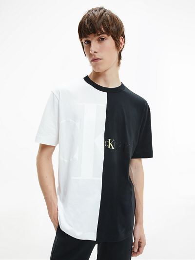 Calvin Klein Ruhák HU857688 | Calvin Klein Organic Cotton Colour Block Férfi Póló Világos Fehér / Fe